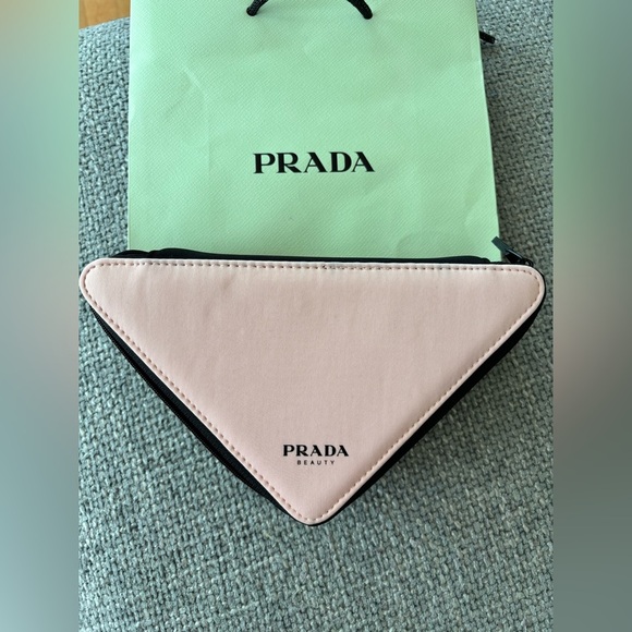 Prada Beauty Pink Triangle Makeup Pouch Crossbody Bag Clutch - Picture 2 of 9